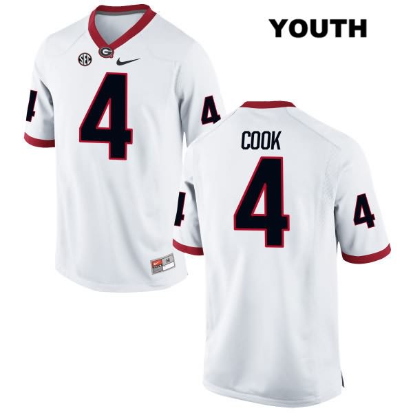 Georgia Bulldogs Youth James Cook #4 NCAA Authentic White Nike Stitched College Football Jersey CIG6056JP